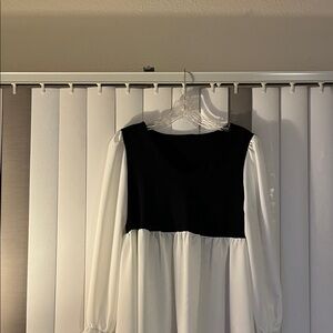 Black and White Long Sleeve Dress shirt peplum style! Never worn!